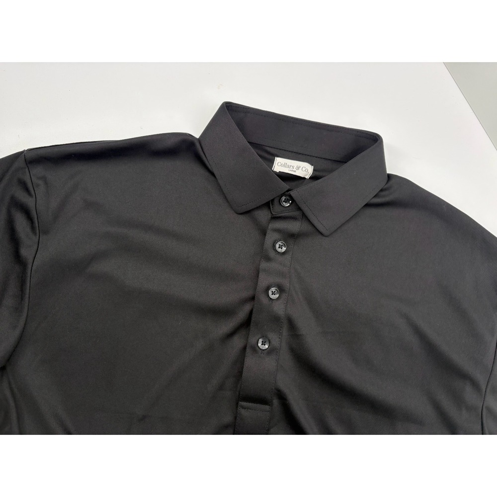 Collars and Co Dress Collar Polo Shirt Mens Large Black Work Preppy Short Sleeve